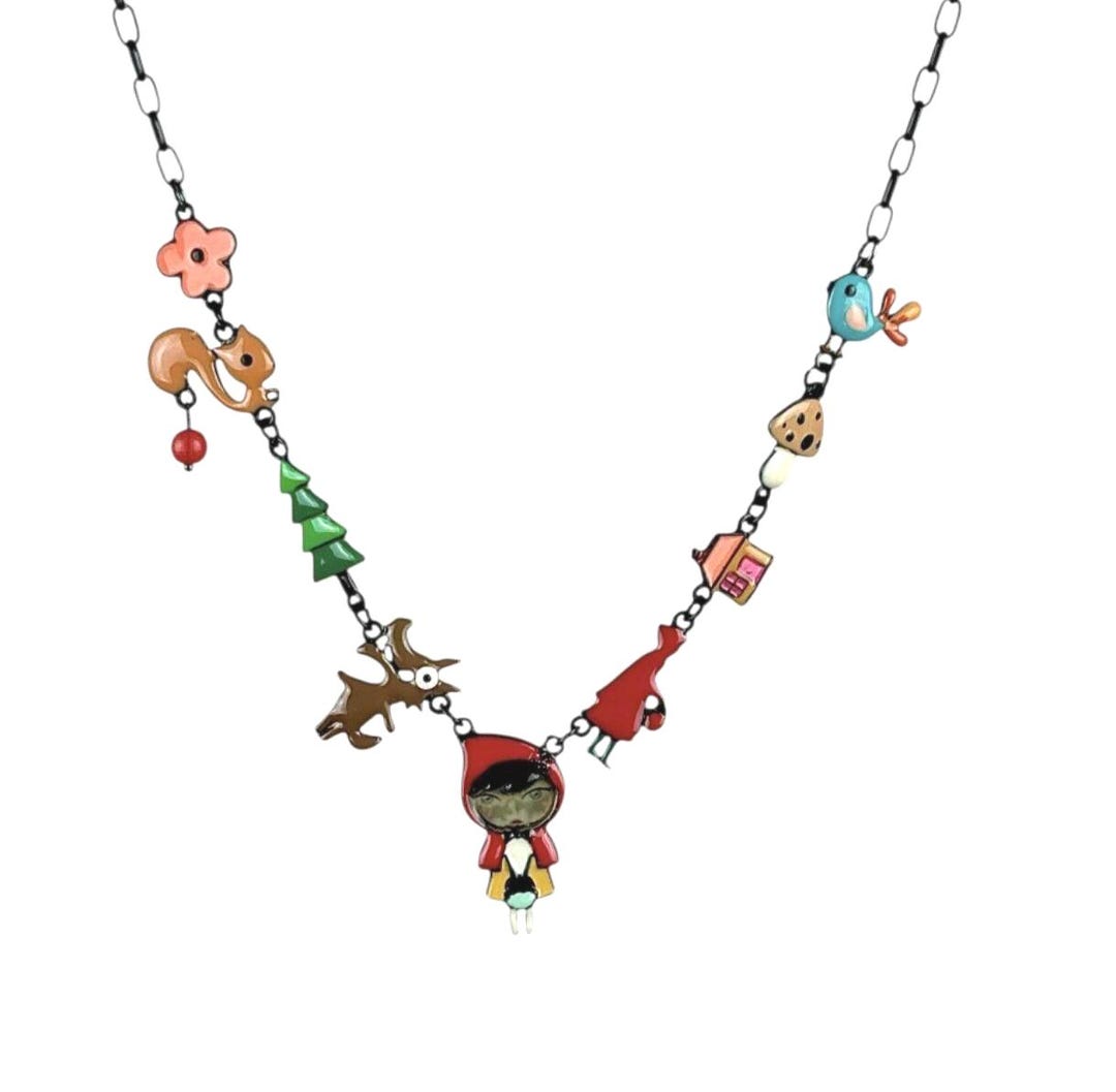 Collier Pendentif Petit Chaperon Rouge - émail Rouge, Alliage, Neuf Avec étiquettes