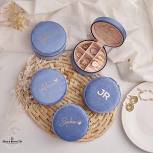 Scatola portagioie in velluto personalizzata con nome, custodia da viaggio, organizer per orecchini, anelli, regalo per la mamma, regalo per la nonna, regalo per le damigelle, compleanno