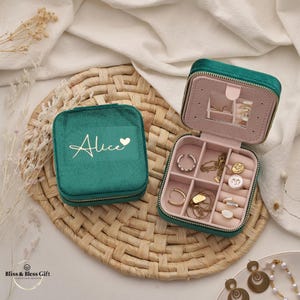 Scatola portagioie in velluto personalizzata, custodia da viaggio per anello, scatola porta orecchini, regalo di famiglia per la festa della mamma, regalo per la sposa, regalo per il giorno delle nozze, regalo per la moglie
