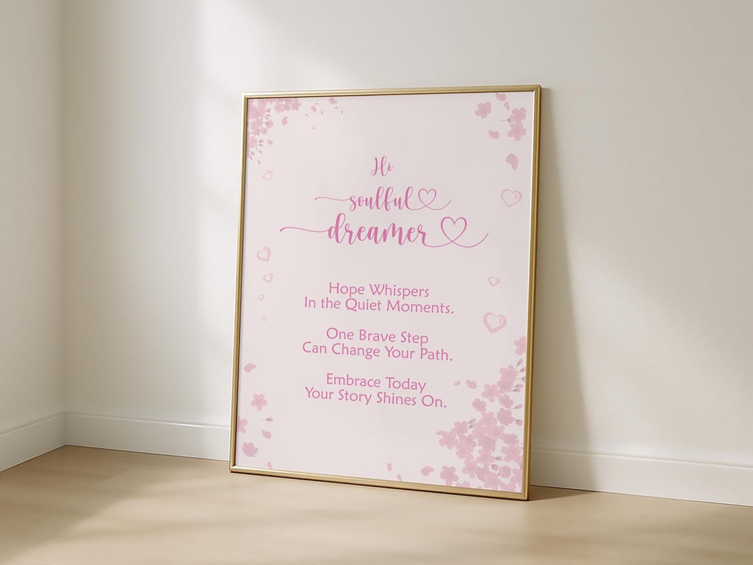 Blush Pink Motivational Quote Printable Wall Art Print: Soulful Dreamer ...