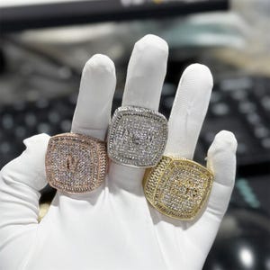 Gepersonaliseerde naamring voor mannen, AAAAA CZ aangepaste initiaalring, Iced Out Hip Hop statementring, Bling naamplaatring, aangepast sieradencadeau