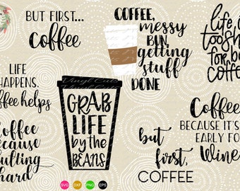 Coffee Bundle SVG | 8 SVG Cut File | Personal & Commercial Use| SVG Png Dxf svg files for Silhouette, Cricut, Cameo| Stencil