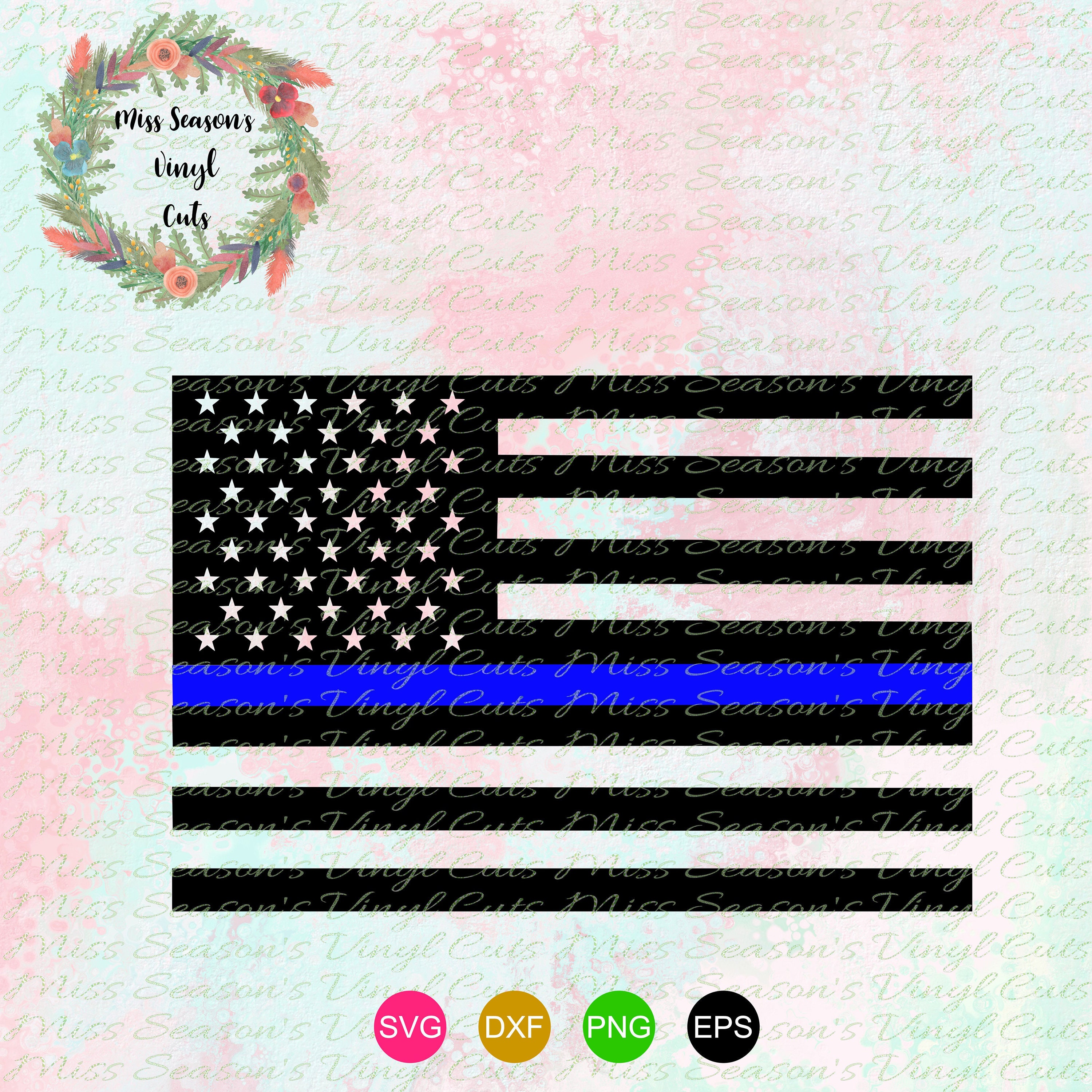 Download Thin Blue Line American Flag SVG/Vector file & DXF Police ...