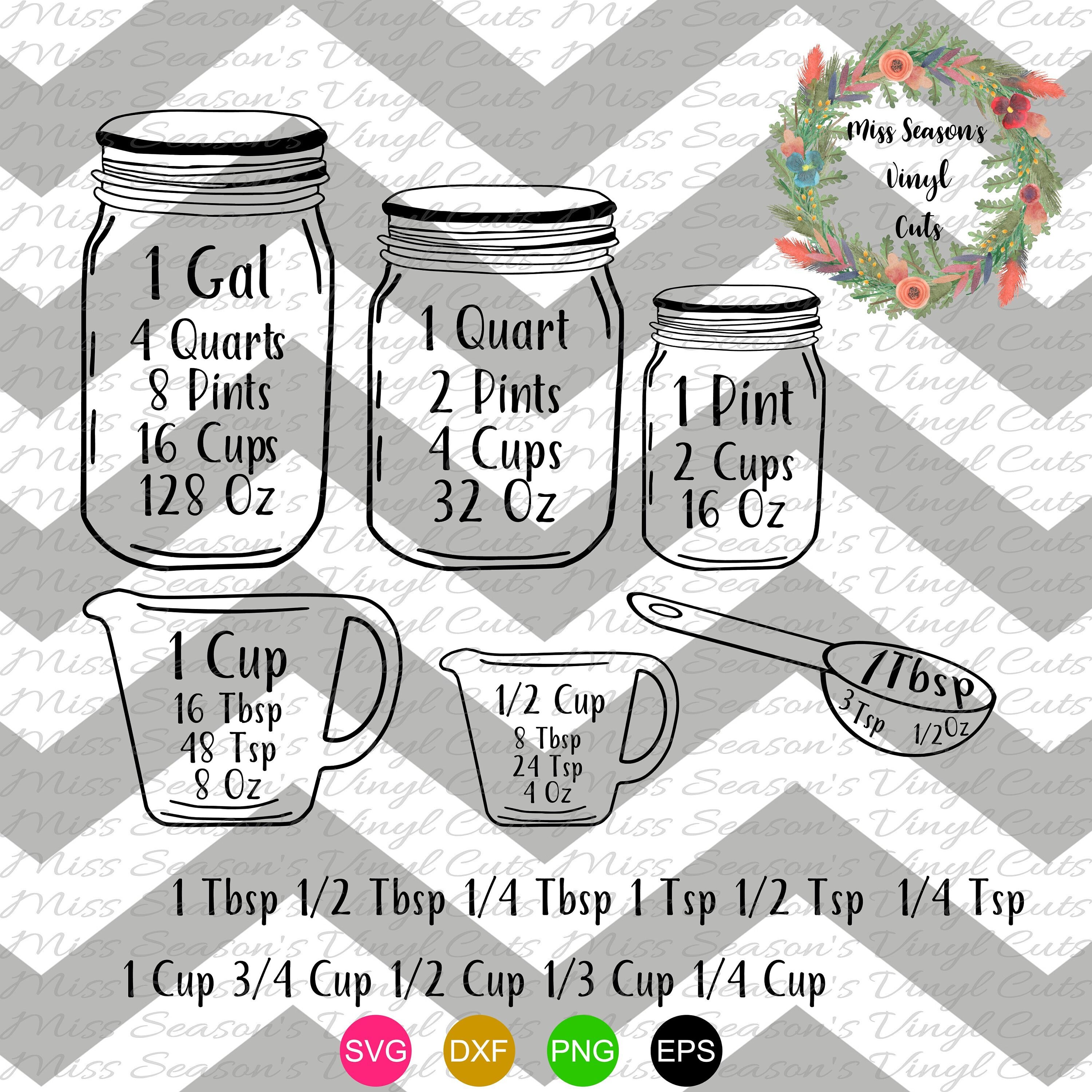 Download Kitchen Conversion Chart SVG Measurement Chart SVG | Etsy