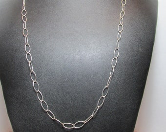 Long Sterling Silver Chain Necklace, 28", Sterling Chain, Oval Link Chain, Sterling Silver Chain Necklace, Sterling Twist Chain, 12mm, 925