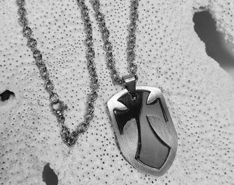Celtic Cross Necklace, Christian Cross, Stainless Steel Cross Necklace, Cross Necklace, Men's Necklace,  Stainless, 22", Silver, Groomsmen