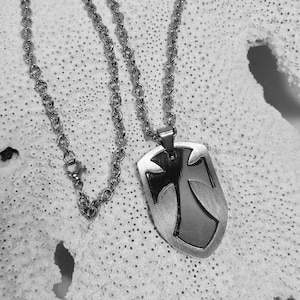 Celtic Cross Necklace, Christian Cross, Stainless Steel Cross Necklace, Cross Necklace, Men&#39;s Necklace,  Stainless, 22&quot;, Silver, Groomsmen