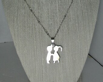 Sweetheart Necklace, Stainless Steel Necklace, Couple Necklace, Love Necklace, Valentine, Boy Girl Necklace, Anniversary, Pendant, Silver