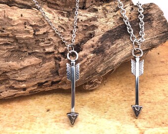 Stainless Steel Arrow Necklace, His and Her Necklace, Mens Ladies Arrow Necklace, Groomsmen Gift, Stainless Chain, Unisex, Hunting, Sporting