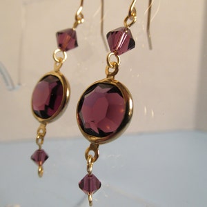 Amethyst Earring, Amethyst Swarovski Crystal Earring, Bridesmaid, Earring, Amethyst, Purple, Swarovski, Crystal, Wedding, Gold, Dangle