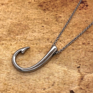Stainless Steel Fish Hook Necklace, Fish Hook Necklace, Couple Necklace, Marine, Nautical, Fishing, Men Women, Fisherman, Stainless Chain