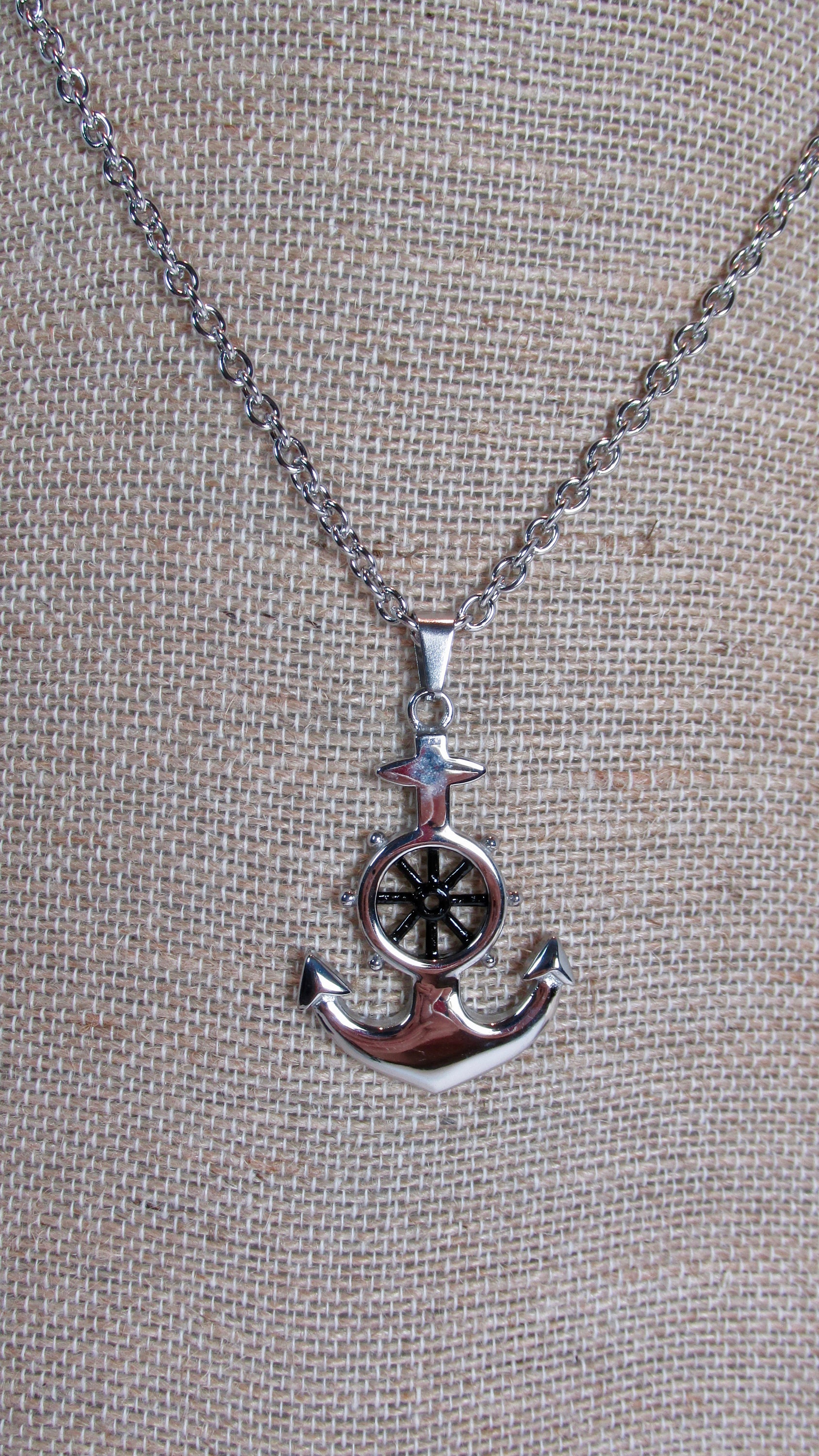 Stainless Steel Anchor Necklace Anchor Helm Necklace Etsy