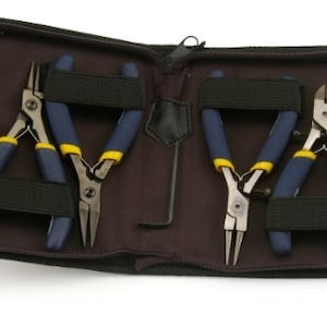 Jewelry Plier Set, Beadalon Beadstrom 4 Pc Tool Kit, Chain Nose Pliers, Flat Nose Pliers, Round Nose Pliers, Semi-Flush Cutter, Zipper Case