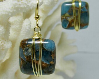 Golden Aqua Quartz Earring, Gemstone Earring, Blue Earring, Wrapped Earring, Quartz Earring, Golden Aqua, Drop, Gold, Silver, Rose Gold