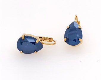 Sapphire Earrings, Blue Sapphire Crystal, Swarovski Crystal Earrings, Wedding Earrings, Bridesmaid Earrings, Blue Crystal Earrings, Gold