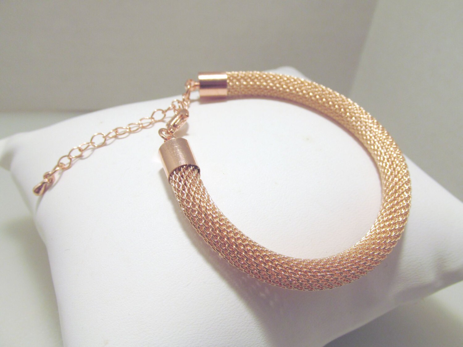 Rose Gold Bracelet Rose Gold Rope Bracelet Rose Gold Mesh Etsy