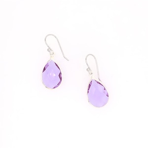 Lavender Teardrop Earrings, Lavender Crystal Earrings, Lavender Glass Dangle, Purple Earrings, Paste, Summer Earring, Violet, Silver Earring