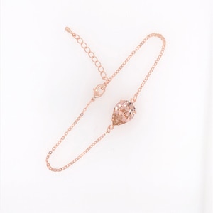 Rose Gold Bracelet, Bridesmaid Bracelet, Pink Crystal, Swarovski Crystal, Wedding Jewelry, Teardrop, Vintage Rose, Set, Earring, Necklace