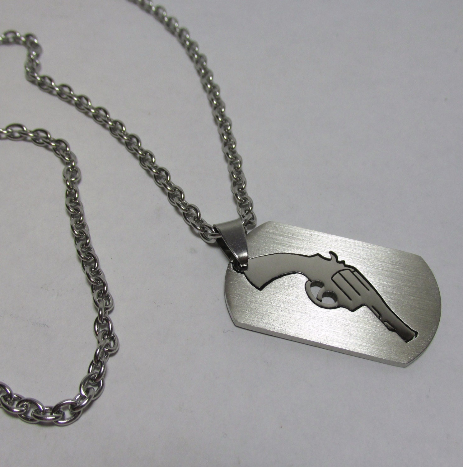 Stainless Steel Gun Necklace Handgun Necklace Men's Etsy