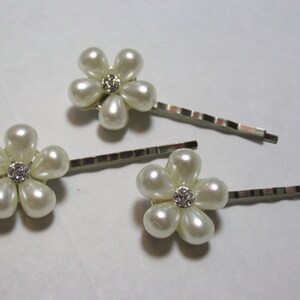 Pearl Hair Pin, Pearl Rhinestone Hair Pin, Pearl Crystal Hair Pin, Wedding, Bride, Hair Pin, Silver, Pearl, Rhinestone, Bobby Pin, Crystal