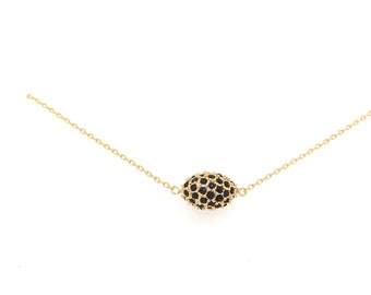 Black Crystal Necklace, Crystal Necklace, Layering Necklace, Pave Crystal, Black Necklace, Bar Necklace, Beadelle, Minimalist, Jet, Gold