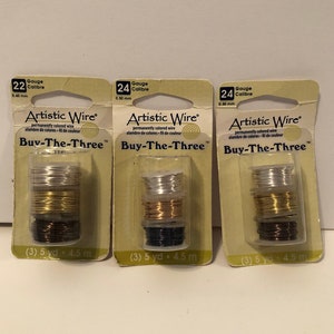 Artistic Wire, Beadalon Wire Trio, 22 Gauge Silver, Brass, Gunmetal - 24 Gauge Silver, Brass, Hematite - 24 Gauge Silver, Brass, Gunmetal