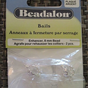 Silver Enhancer Bail, Beadalon Enhancer, Enhancer Bail, Beadalon Bail, 8mm, Silver Filigree Enhancer Bail, Pendant Bail, Beadalon, Jewelry