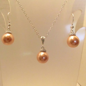 Pearl Necklace Earring Set, Pearl Drop Set, Wedding Set, Bride Set, Bridesmaid Set, Swarovski, Pearl Colors, Minimalist, Pearl Drop, Silver