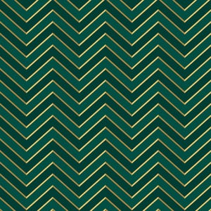 May include: A seamless pattern of gold and teal green chevron stripes. The pattern is made up of alternating gold and teal green stripes that are angled to create a chevron pattern.