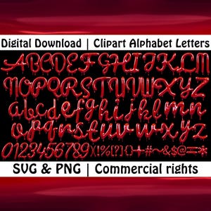 Bloody Dripping Bubbly lettertype PNG SVG, rode druipende letters, bordeaux chroom alfabet, 3D-bubbellettertype, Blood Chunky alfabet cricut, canvas