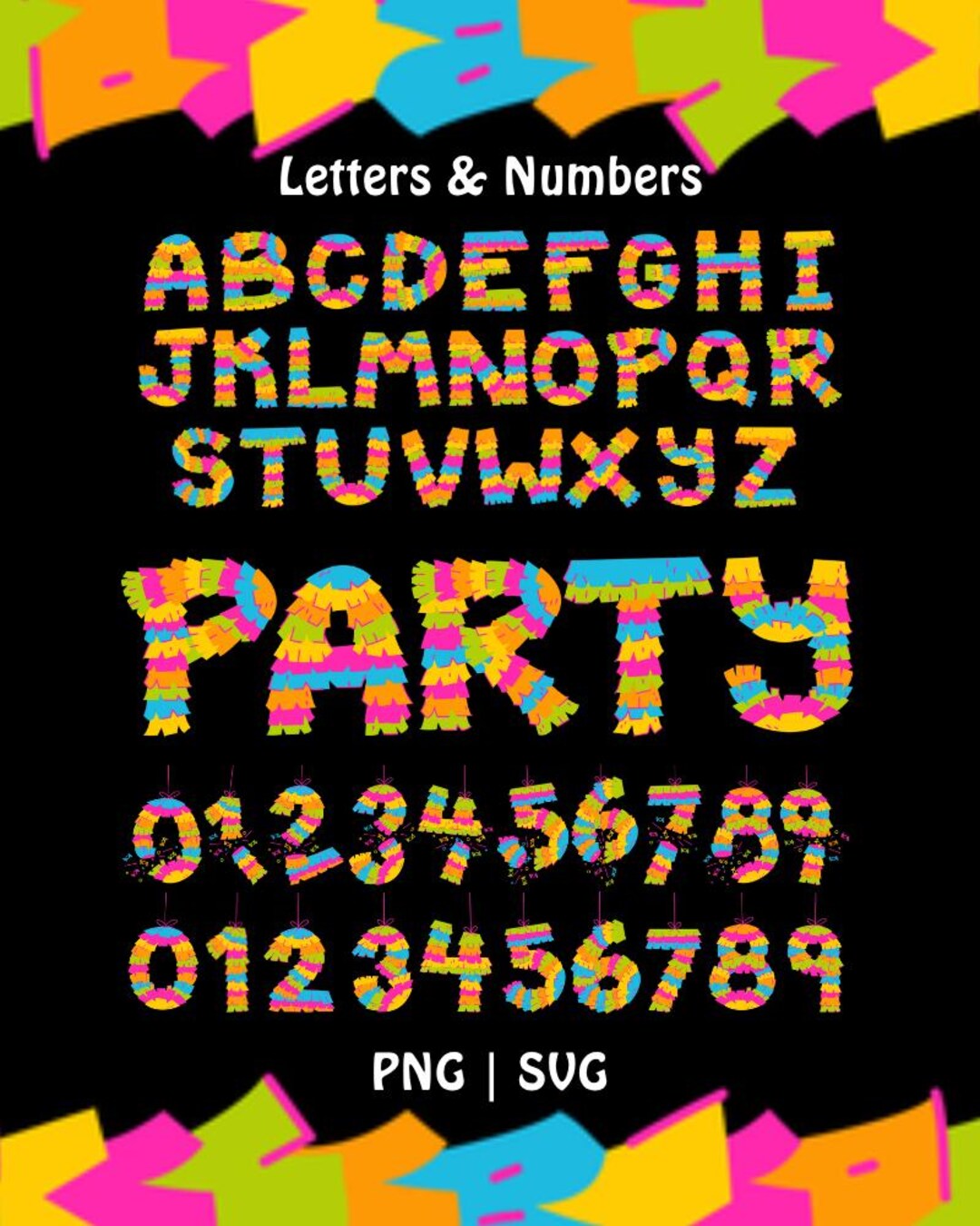 Pinata Text Party Pinata Letters & Numbers (SVG and PNG ) - Etsy