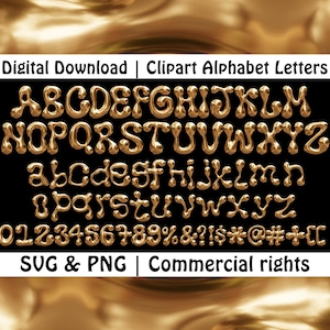 Gouden bellenletters PNG SVG, gouden lettertype, chroom alfabet, metalen letters, 3D bellenlettertype, gouden dikke alfabet cricut, canvas, Adobe