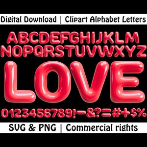 Rode sprankelende letters en cijfers PNG SVG, lettertype bubbel, opblaasbaar alfabet, Chinky rode letters, Canva-lettertype, Cricut-alfabet, Clipart-lettertype