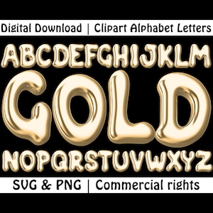 Gouden bellenletters PNG SVG, gouden lettertype, chroom alfabet, metalen letters, 3D bellenlettertype, gouden dikke alfabet cricut, canvas, Adobe