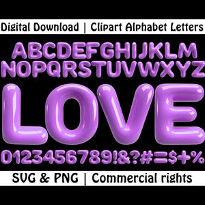 Bubble paarse letters en cijfers PNG SVG, lettertype Bubble, opblaasbaar alfabet, Chinky roze letters, Canva-lettertype, Cricut-alfabet, Clipart-lettertype