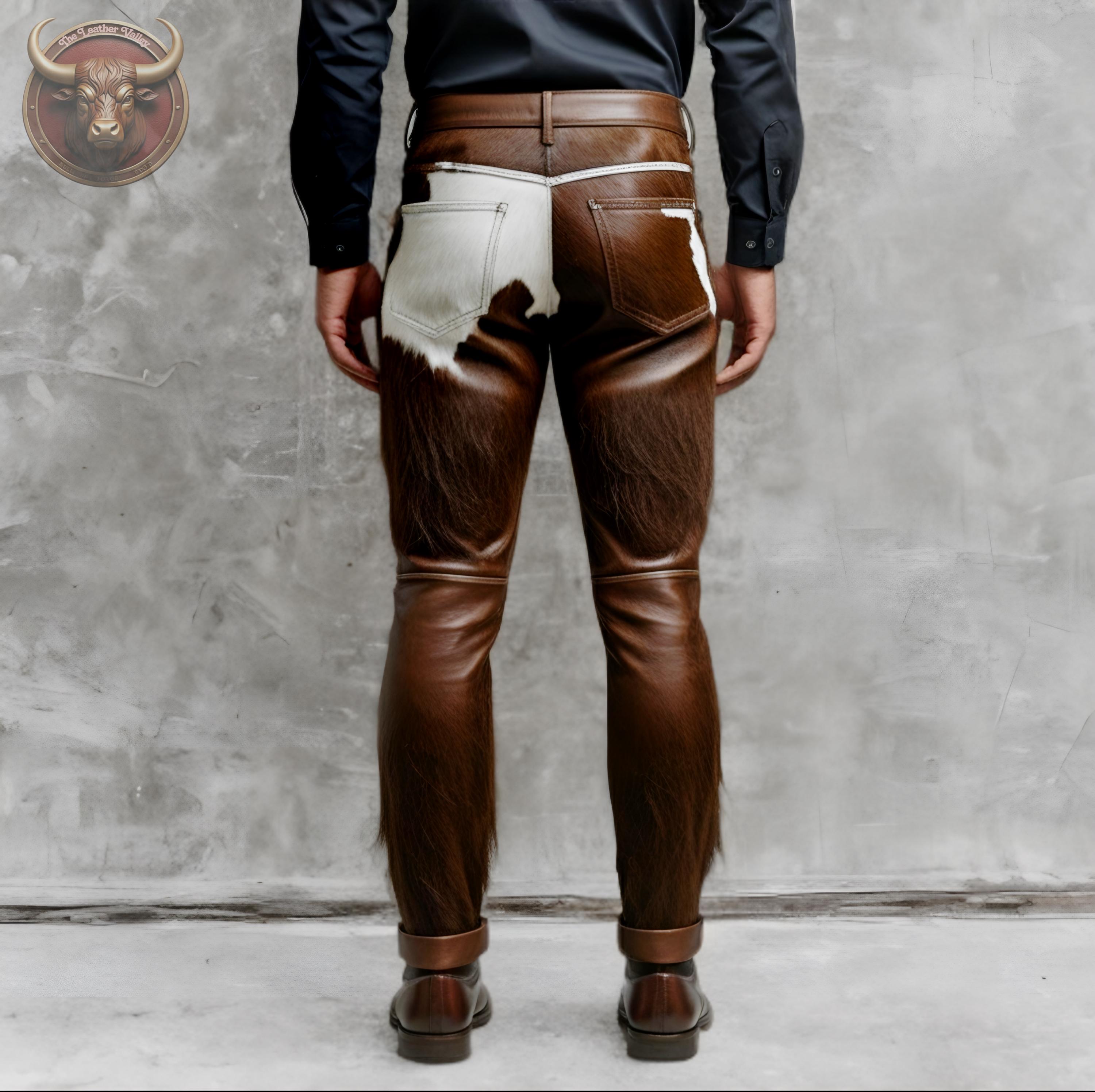 Men's Handmade Cowhide Leather Pants: Western Rodeo Trousers - Etsy