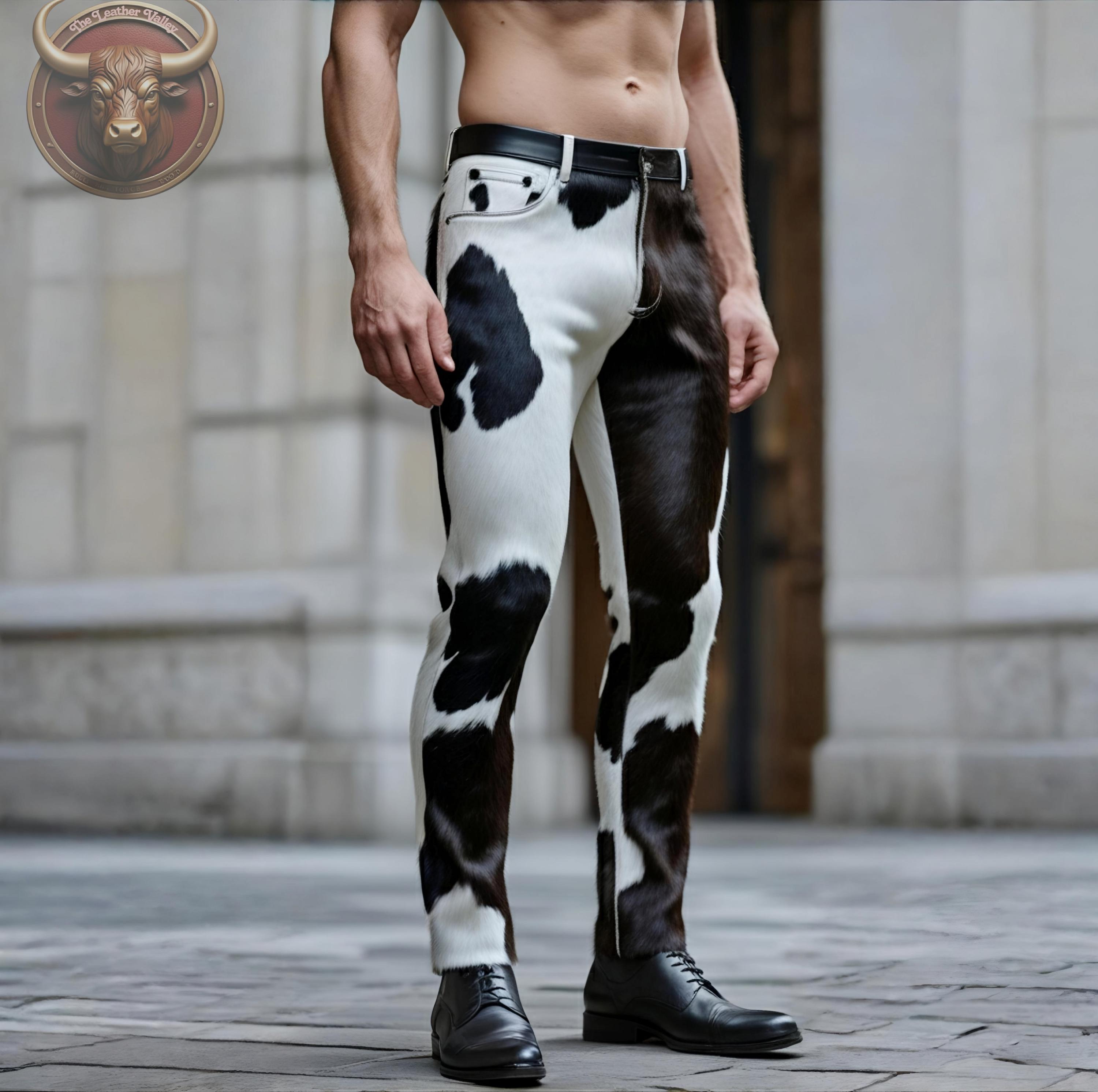Cow Print Jeans Mens