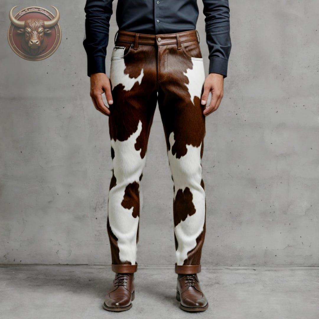 Men's Handmade Cowhide Leather Pants: Western Rodeo Trousers - Etsy