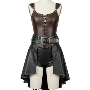 Echtleder Steampunk Korsett Kleid: Gothic Festival Kostüm
