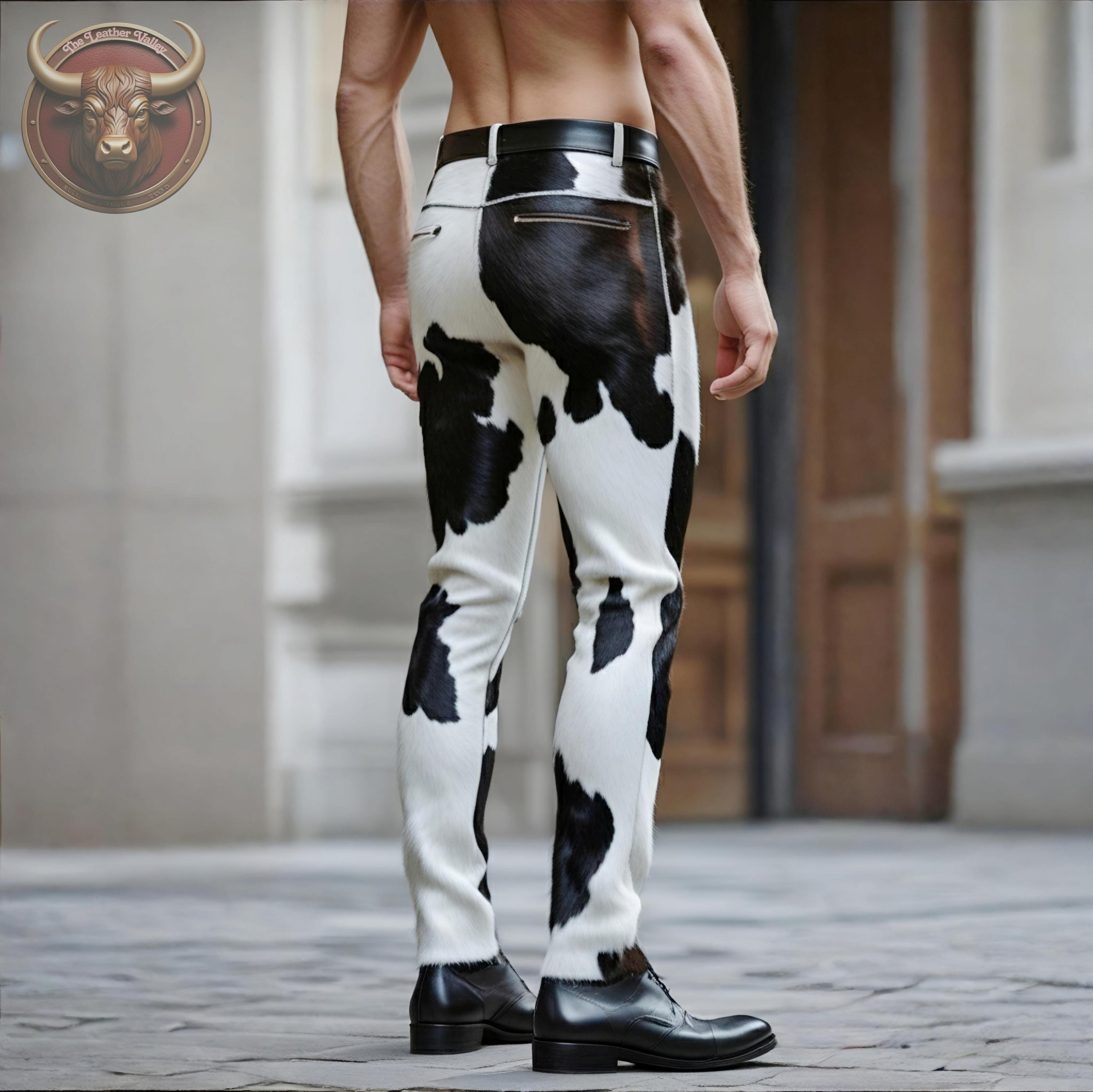 Men's Hair-on Cowhide Leather Pants: Handmade Western Rodeo Trousers - Etsy