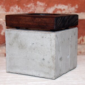 Concrete and Wood Votive Candle Holder image 2