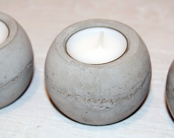 Round Concrete Tea Light Candle Holder - Set of 4