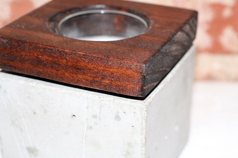 Concrete and Wood Votive Candle Holder image 4