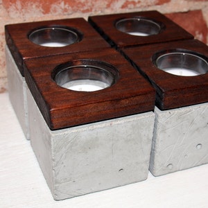 Concrete and Wood Votive Candle Holder image 3