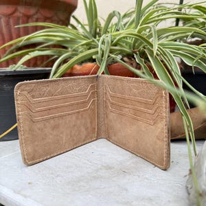 Handgemaakte rundleren portemonnee natuurlijke huidskleur | Minimalistisch en duurzaam | Echte rundleren portemonnee voor heren, klassieke huidskleur | H