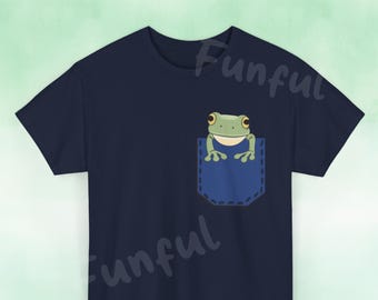 Cute Frog in a Fake Pocket T-Shirt, Adorable Frog Lover Gift