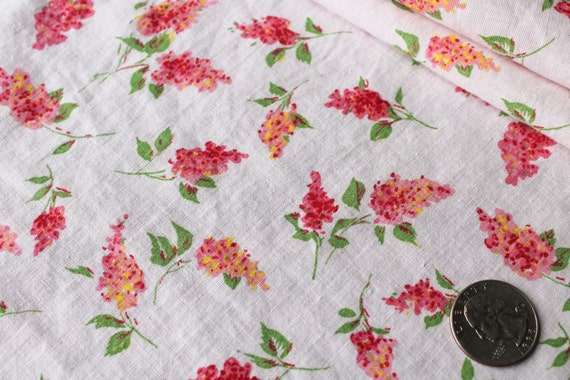 Antique 1940 Fabric Raspberry Pink And Yellow Butteryfly Etsy