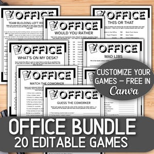 Editable Office Party Games Work Party Office Icebreaker Team Building Activities with Staff Office Work Games Bundle Printable Coworker