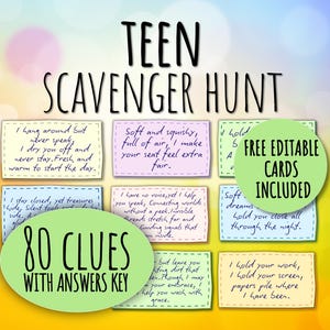 Caccia al tesoro per adolescenti al chiuso e all'aperto / Giochi di società / Indizi per la caccia al tesoro / Enigmi / Carte per la caccia al tesoro / Caccia al tesoro per adolescenti / PDF