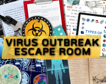 Printable Escape Room Kit Adult, Teen Party Virus Escape Game Secret Laboratory Puzzles